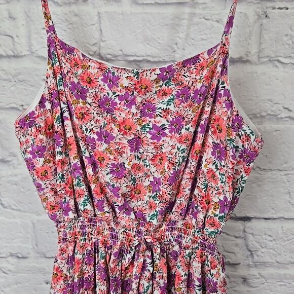 Big Girls Rare Editions Sleeveless Floral Print Skater Dress Keyhole Tassel Tie - Picture 2 of 9